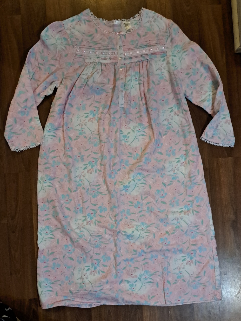 Women’s Pink Floral Long-Sleeve Nightgown 100% Cotton